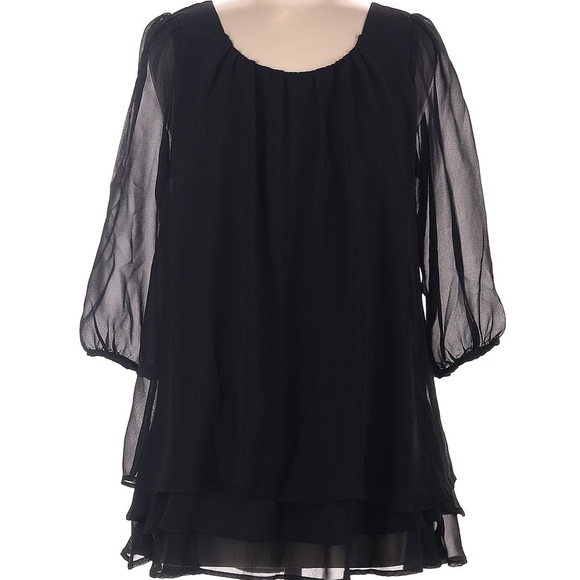 Anthropologie Black Layered Flowy Blouse - Picture 1 of 4